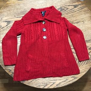 Red Style & Co Cardigan with Large Marbled Buttons